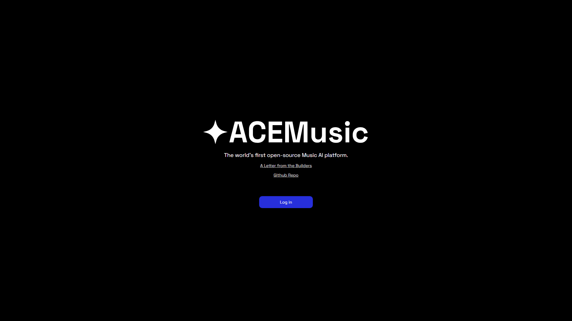 ACE Music homepage calling itself the first open-source music AI platform